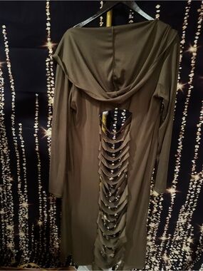 Olive Green Long Sleeve Cutout Back Dress